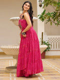 Pleasant Pink Bandhani Print Georgette Navratri Special Gown - Zeel Clothing