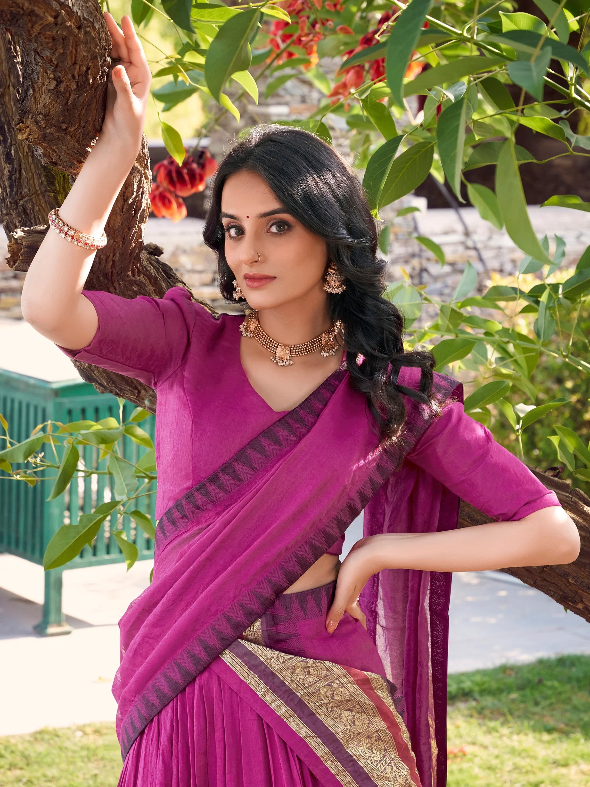 Pleasant Pink Zari Weaving Chanderi Festival Wear Lehenga Choli - Zeel Clothing