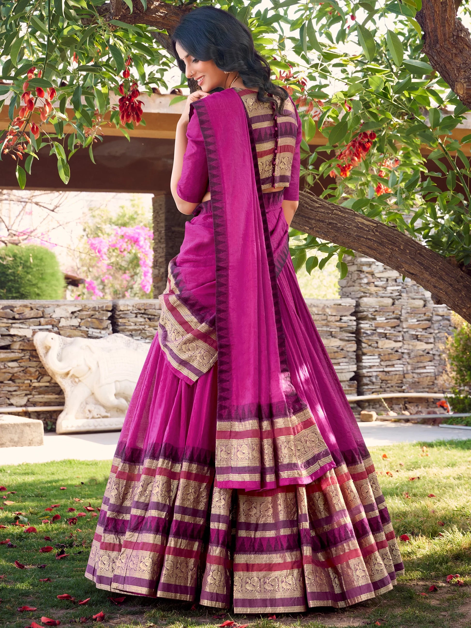 Pleasant Pink Zari Weaving Chanderi Festival Wear Lehenga Choli - Zeel Clothing