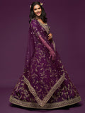 Pleasing Purple Thread Embroidery Art Silk Wedding Lehenga Choli - Zeel Clothing