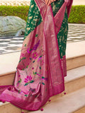 Pleasurable Green Zari Weaving Silk Function Wear Saree With Blouse - Zeel Clothing