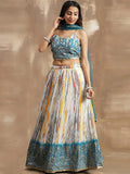 Pleasurable White & Blue Sequins Chinon Festive Wear Lehenga Choli - Zeel Clothing