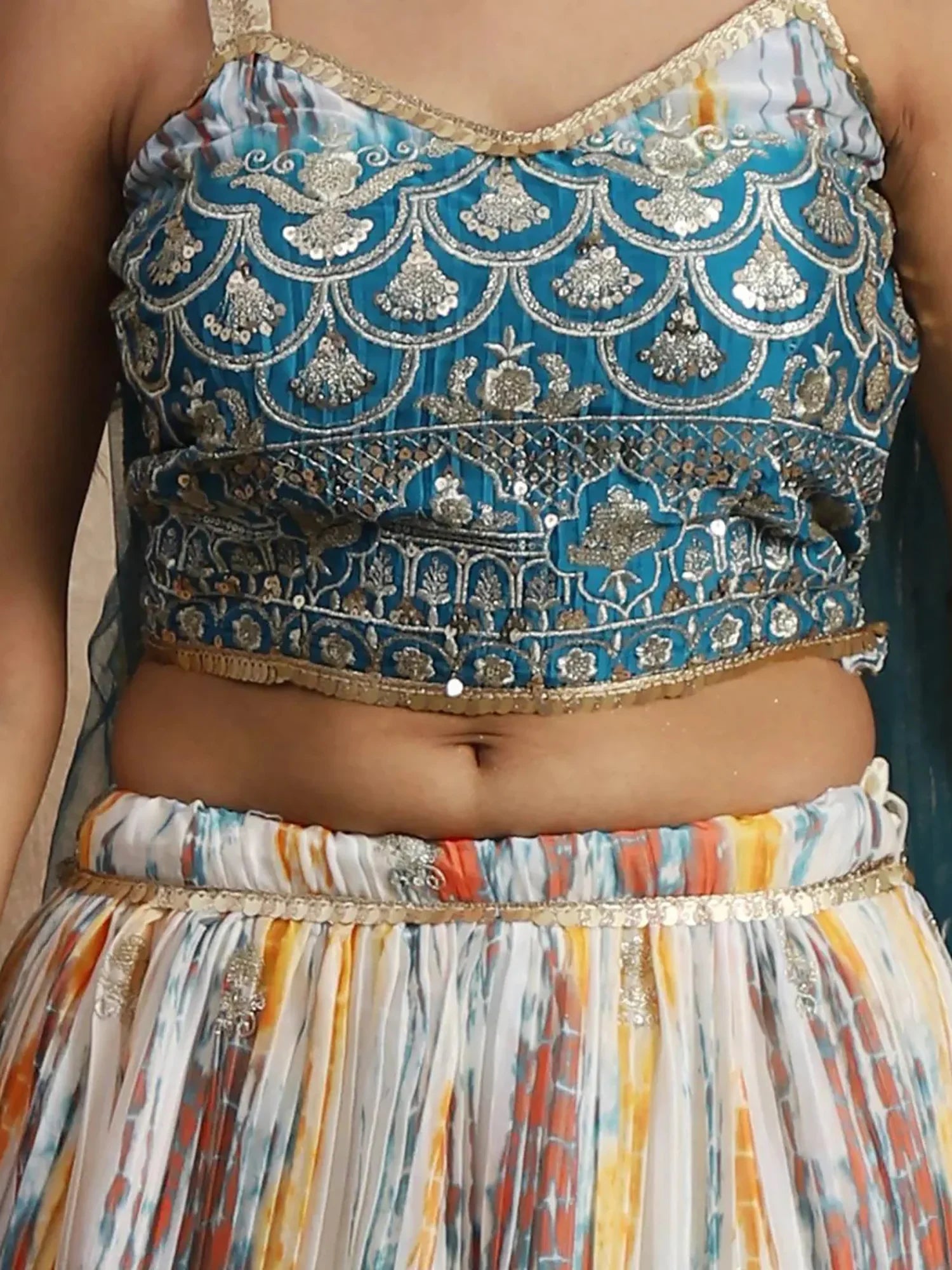 Pleasurable White & Blue Sequins Chinon Festive Wear Lehenga Choli - Zeel Clothing