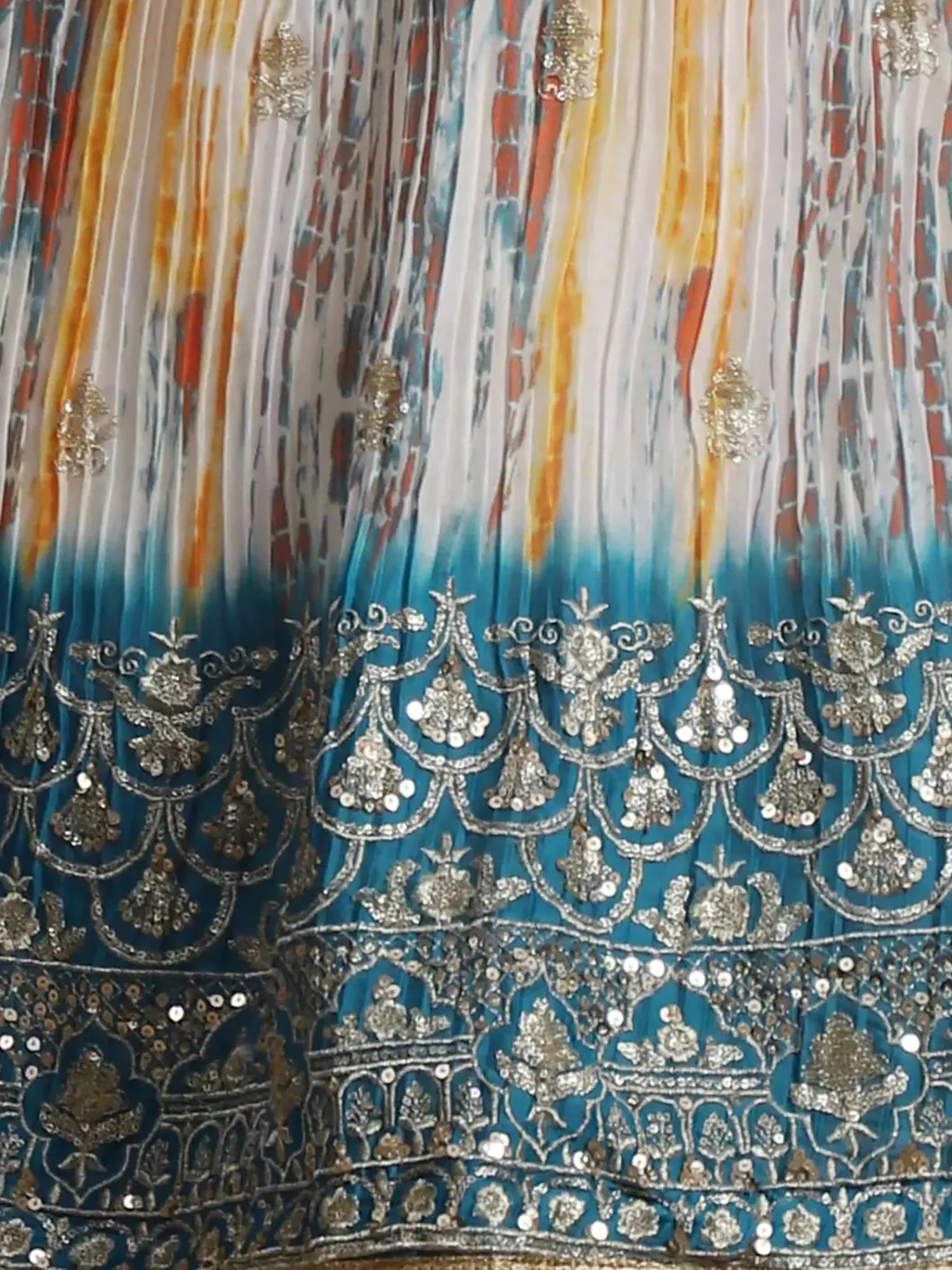 Pleasurable White & Blue Sequins Chinon Festive Wear Lehenga Choli - Zeel Clothing