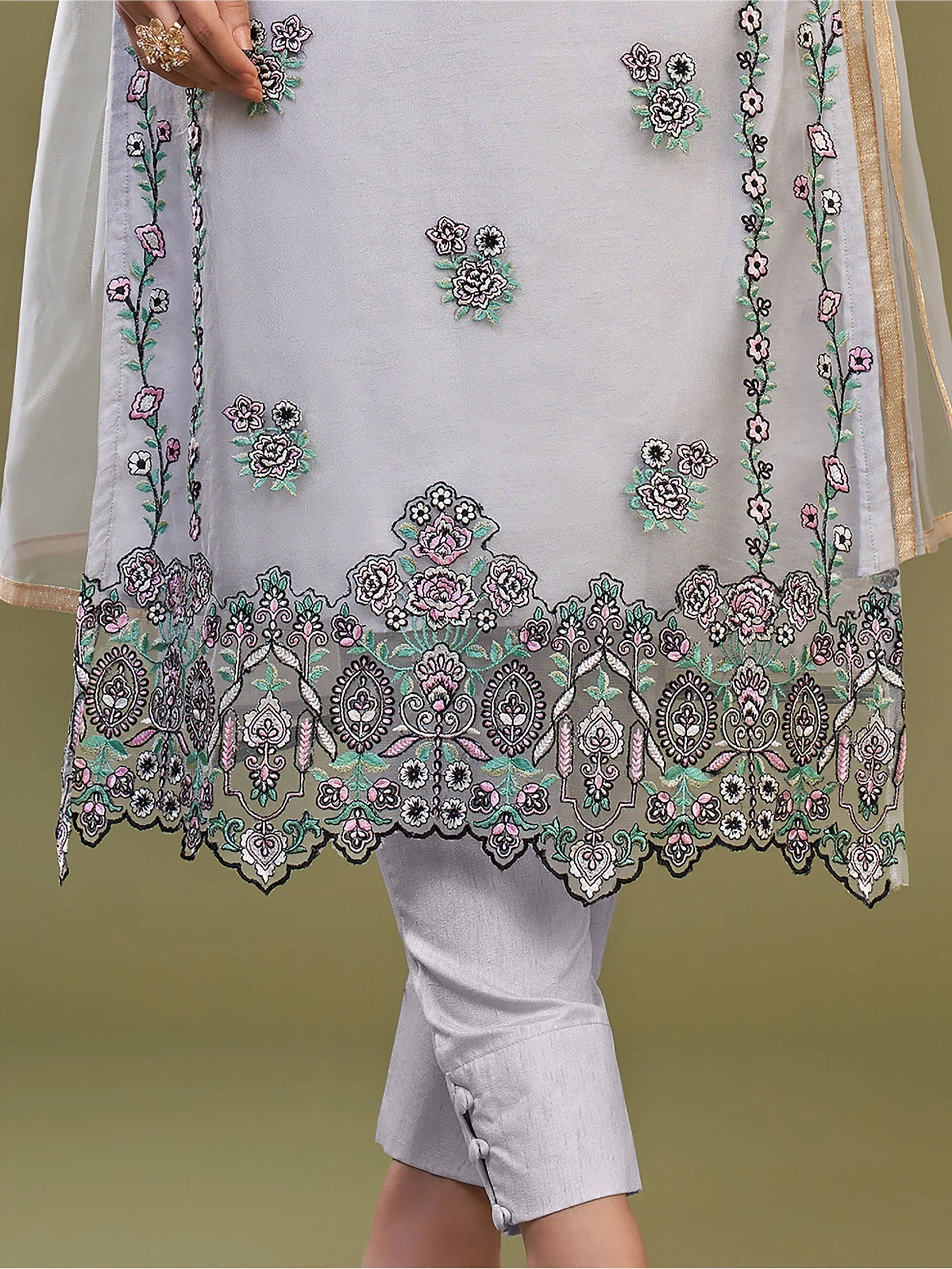Plushy Lavender Net Embroidered Party Wear Salwar Suit With Dupatta - Zeel Clothing