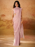 Precious Baby Pink Organza Ready To Wear Designer Saree With Blouse - Zeel Clothing