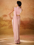 Precious Baby Pink Organza Ready To Wear Designer Saree With Blouse - Zeel Clothing