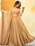 Precious Beige Thread Embroidered Georgette Festive Wear Lehenga Choli - Zeel Clothing