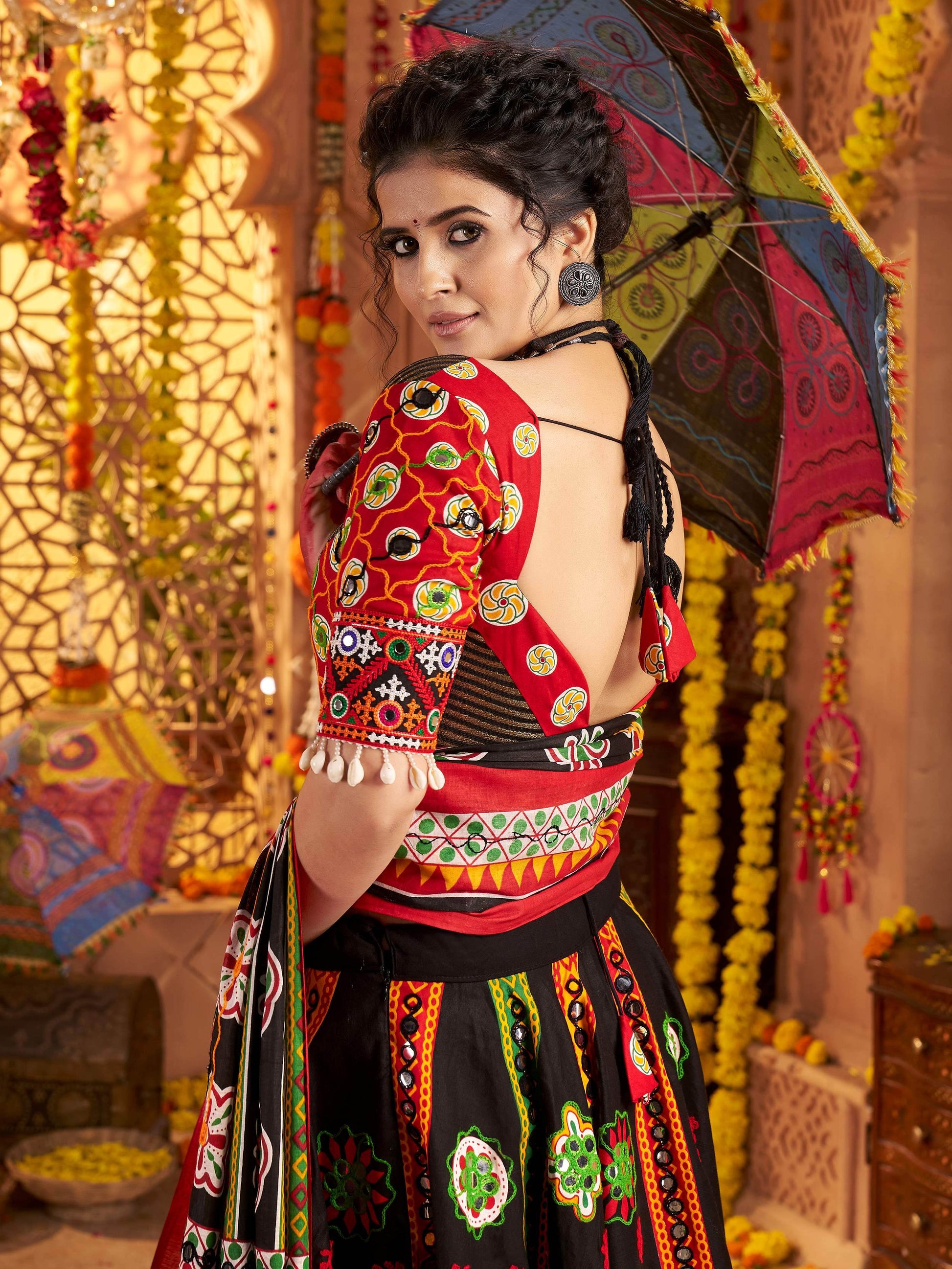 Precious Black Digital Printed Cotton Navratri Wear Lehenga Choli With Dupatta - Zeel Clothing
