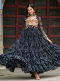 Precious Black Kutchi Patch Work Georgette Navratri Special Gown - Zeel Clothing