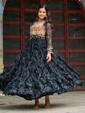 Precious Black Kutchi Patch Work Georgette Navratri Special Gown - Zeel Clothing
