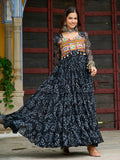 Precious Black Kutchi Patch Work Georgette Navratri Special Gown - Zeel Clothing