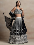 Precious Black Thread Work Georgette Engagement Wear Lehenga Choli