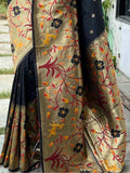 Precious Black Woven Paithani Silk Traditional Wear Saree With Blouse - Zeel Clothing