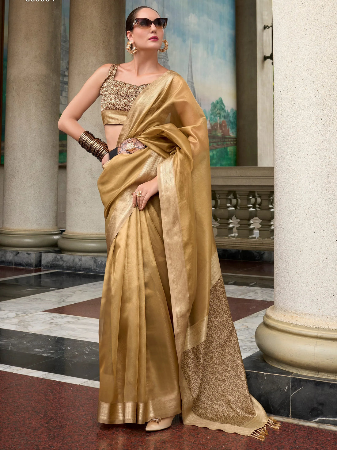 Precious Brown Zari Weaving Silk Traditional Saree With Blouse - Zeel Clothing