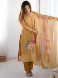 Precious Cream Jacquard Work Chanderi Silk Festive Wear Pant Suit - Zeel Clothing