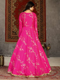 Precious Deep Pink Foil Work Taffeta Festival Wear Gown - Zeel Clothing