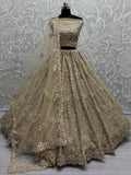 Precious Golden Sequins Heavy Net Bridal Lehenga Choli With Dupatta - Zeel Clothing