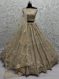 Precious Golden Sequins Heavy Net Bridal Lehenga Choli With Dupatta - Zeel Clothing