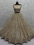 Precious Golden Sequins Heavy Net Bridal Lehenga Choli With Dupatta - Zeel Clothing