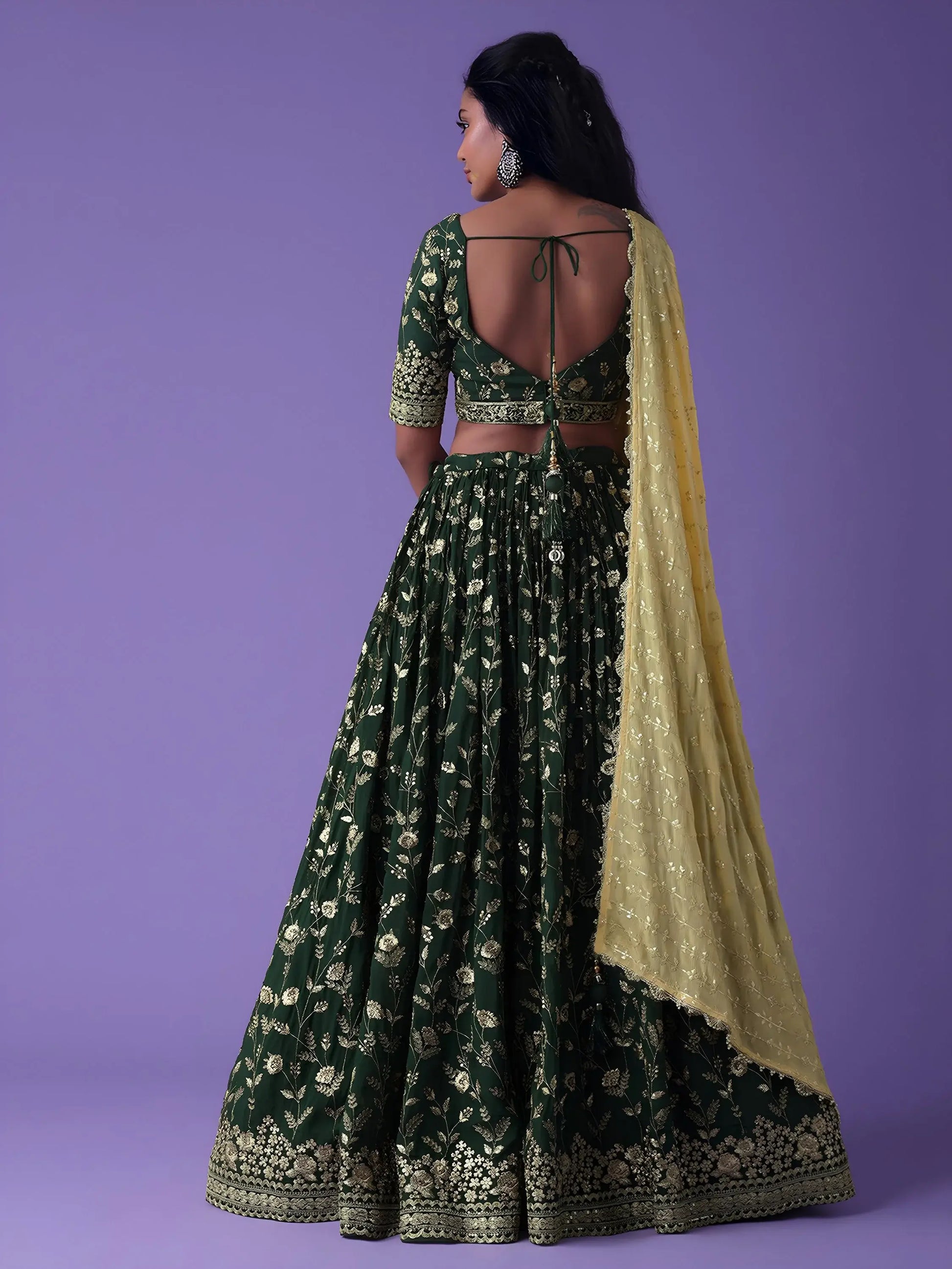 Precious Green Dori Embroidered Georgette Bridal Wear Lehenga Choli - Zeel Clothing