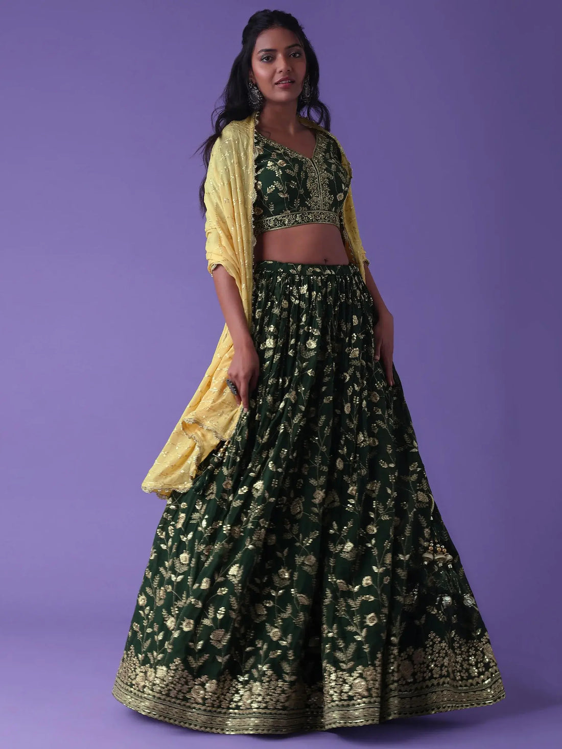 Precious Green Dori Embroidered Georgette Bridal Wear Lehenga Choli - Zeel Clothing