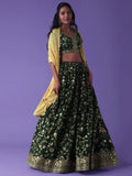 Precious Green Dori Embroidered Georgette Bridal Wear Lehenga Choli - Zeel Clothing