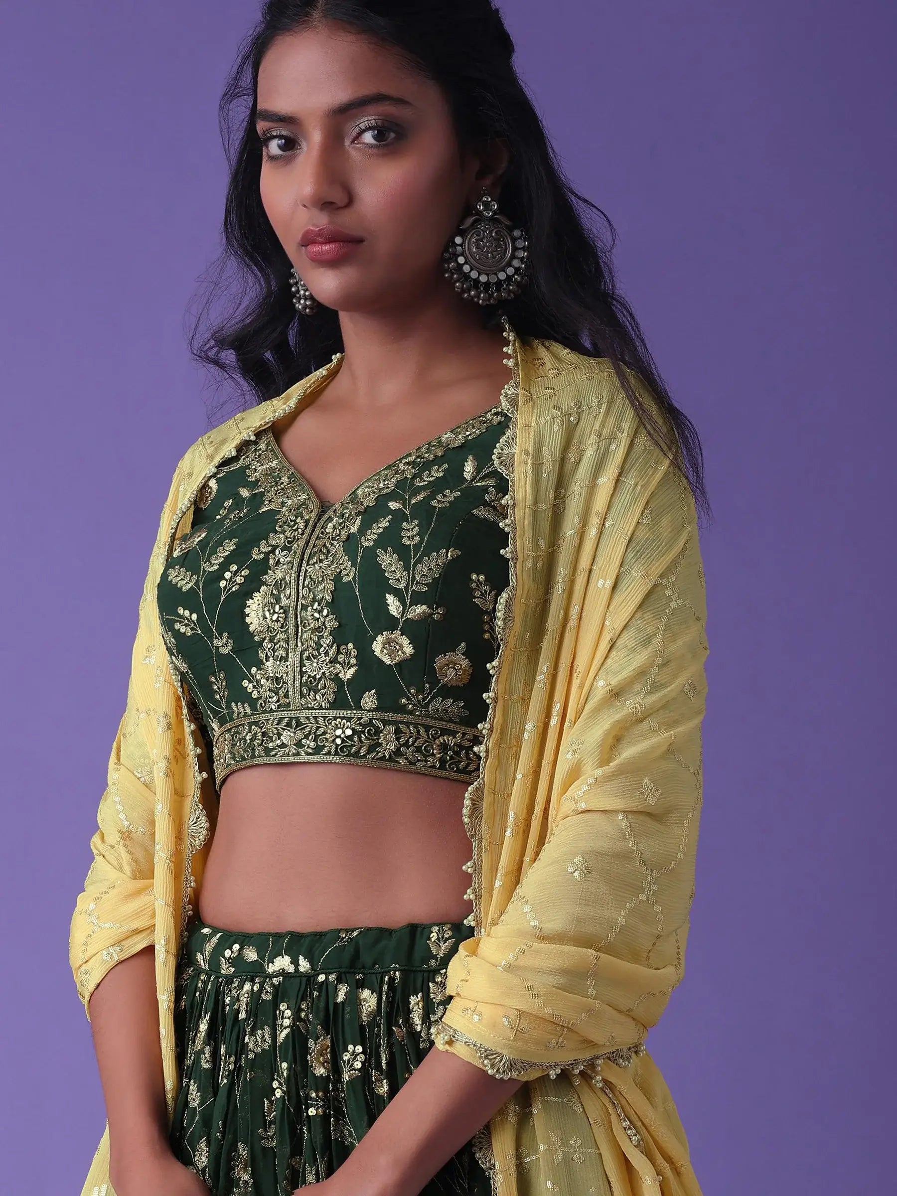 Precious Green Dori Embroidered Georgette Bridal Wear Lehenga Choli - Zeel Clothing