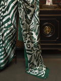 Precious Green Printed Satin Festival Wear Saree With Blouse - Zeel Clothing