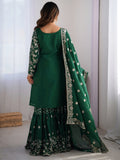 Precious Green Thread Work Chinon Festival Wear Sharara Suit - Zeel Clothing
