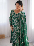 Precious Green Thread Work Chinon Festival Wear Sharara Suit - Zeel Clothing