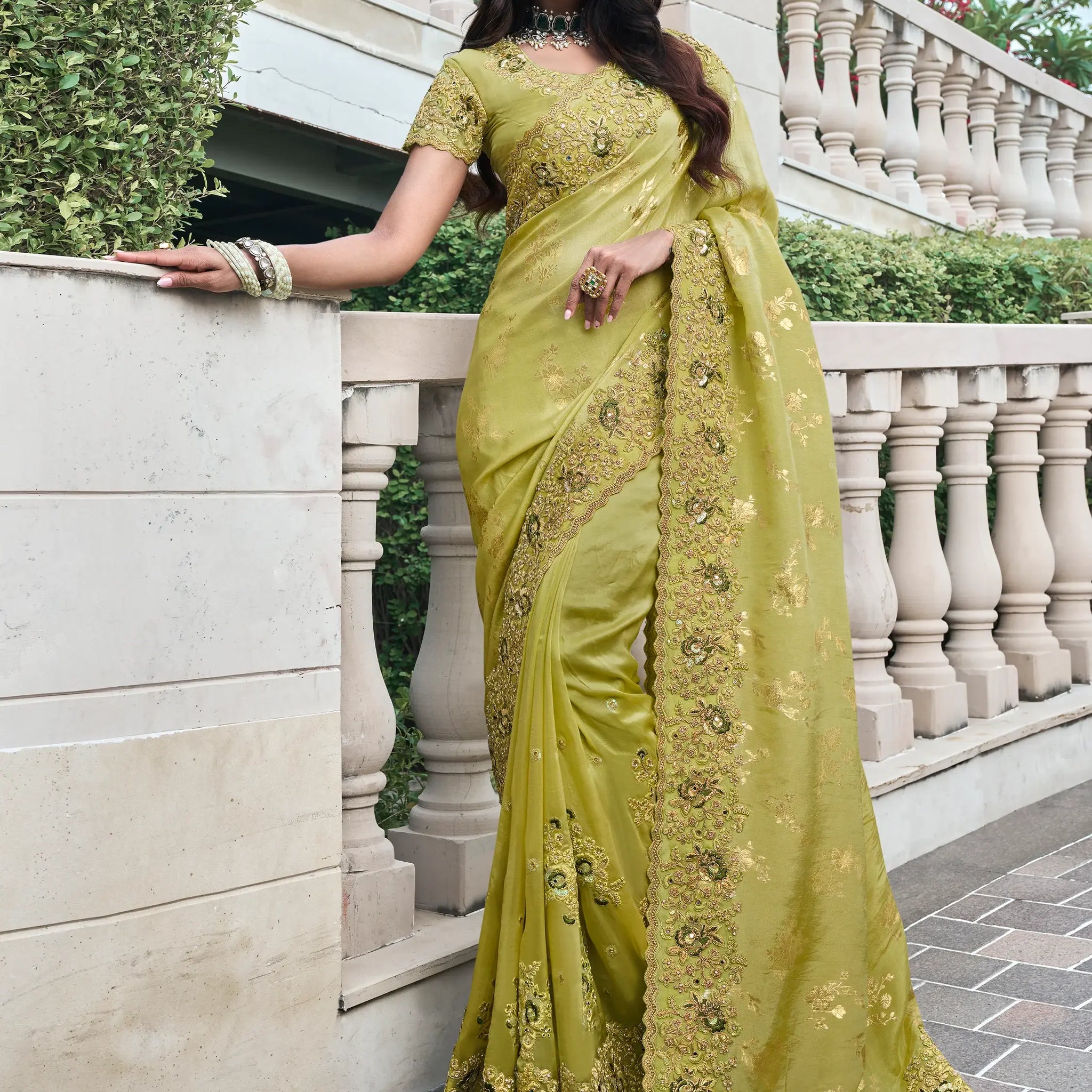 Precious Green Zari Weaving Organza Silk Saree With Blouse - Zeel Clothing