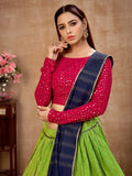 Precious Green Zari Work Cotton Wedding Lehenga Choli With Dupatta - Zeel Clothing