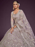 Precious Lilac Embroidered Soft Net Lehenga Choli With Dupatta - Zeel Clothing