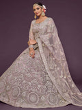Precious Lilac Embroidered Soft Net Lehenga Choli With Dupatta - Zeel Clothing