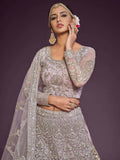 Precious Lilac Embroidered Soft Net Lehenga Choli With Dupatta - Zeel Clothing