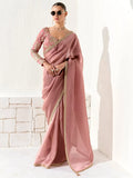 Precious Peach Border Work Tissue Silk Festival Wear Saree With Blouse - Zeel Clothing