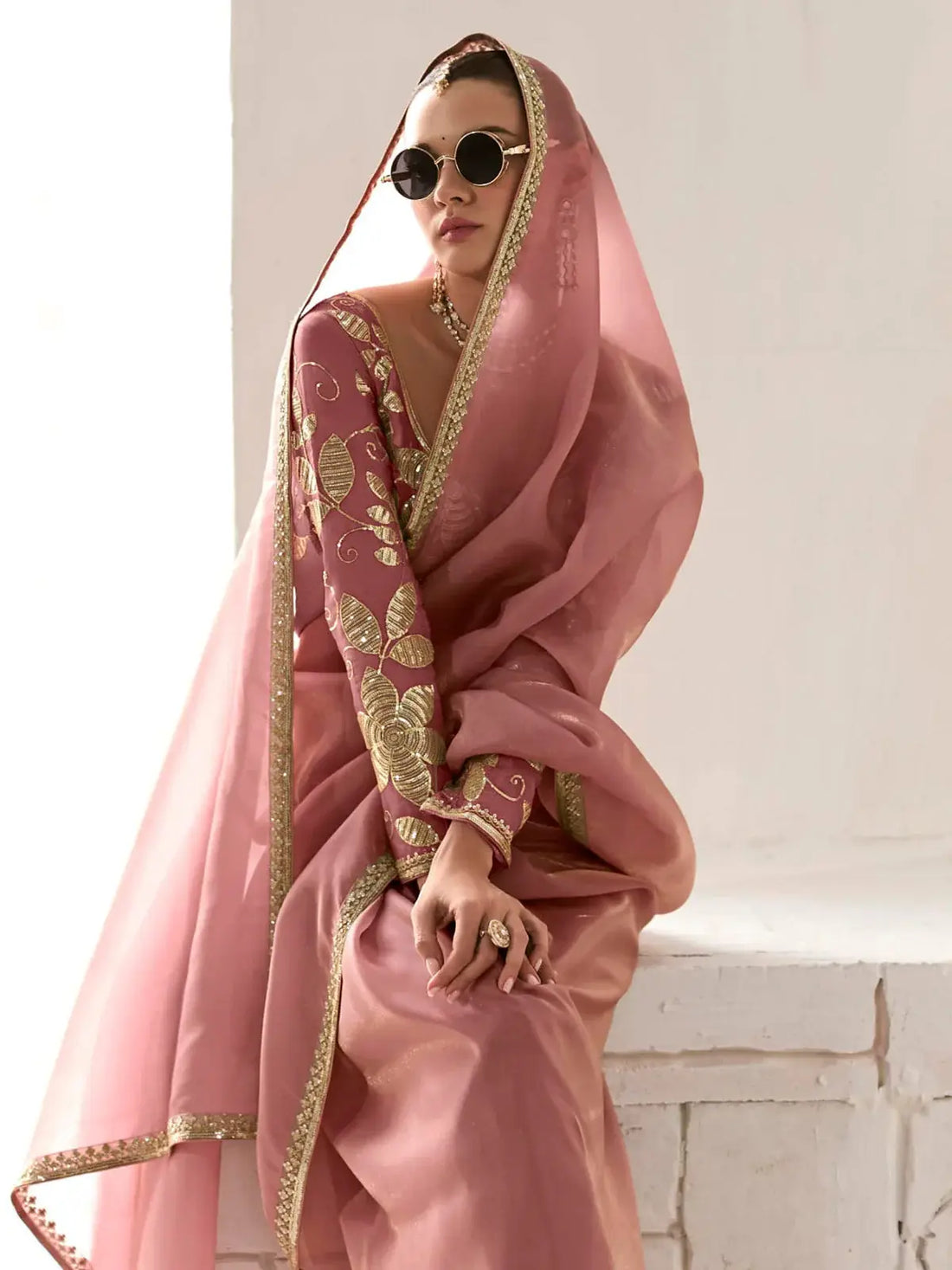 Precious Peach Border Work Tissue Silk Festival Wear Saree With Blouse - Zeel Clothing