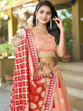 Precious Peach Gota Work Viscose Silk Wedding Wear Lehenga Choli - Zeel Clothing