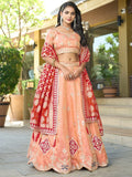 Precious Peach Gota Work Viscose Silk Wedding Wear Lehenga Choli - Zeel Clothing
