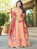 Precious Peach Gota Work Viscose Silk Wedding Wear Lehenga Choli - Zeel Clothing