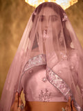 Precious Peach Thread Embroidery Net Party Wear Lehenga Choli - Zeel Clothing