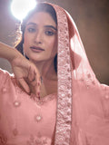Precious Peach Thread Embroidery Net Party Wear Lehenga Choli - Zeel Clothing