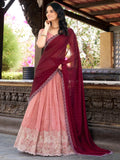 Precious Peach Thread Embroidery Organza Festival Wear Lehenga Choli - Zeel Clothing
