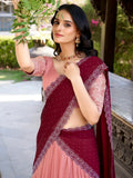 Precious Peach Thread Embroidery Organza Festival Wear Lehenga Choli - Zeel Clothing