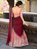 Precious Peach Thread Embroidery Organza Festival Wear Lehenga Choli - Zeel Clothing