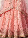 Precious Peach Thread Work Net Bridesmaid Lehenga Choli - Zeel Clothing