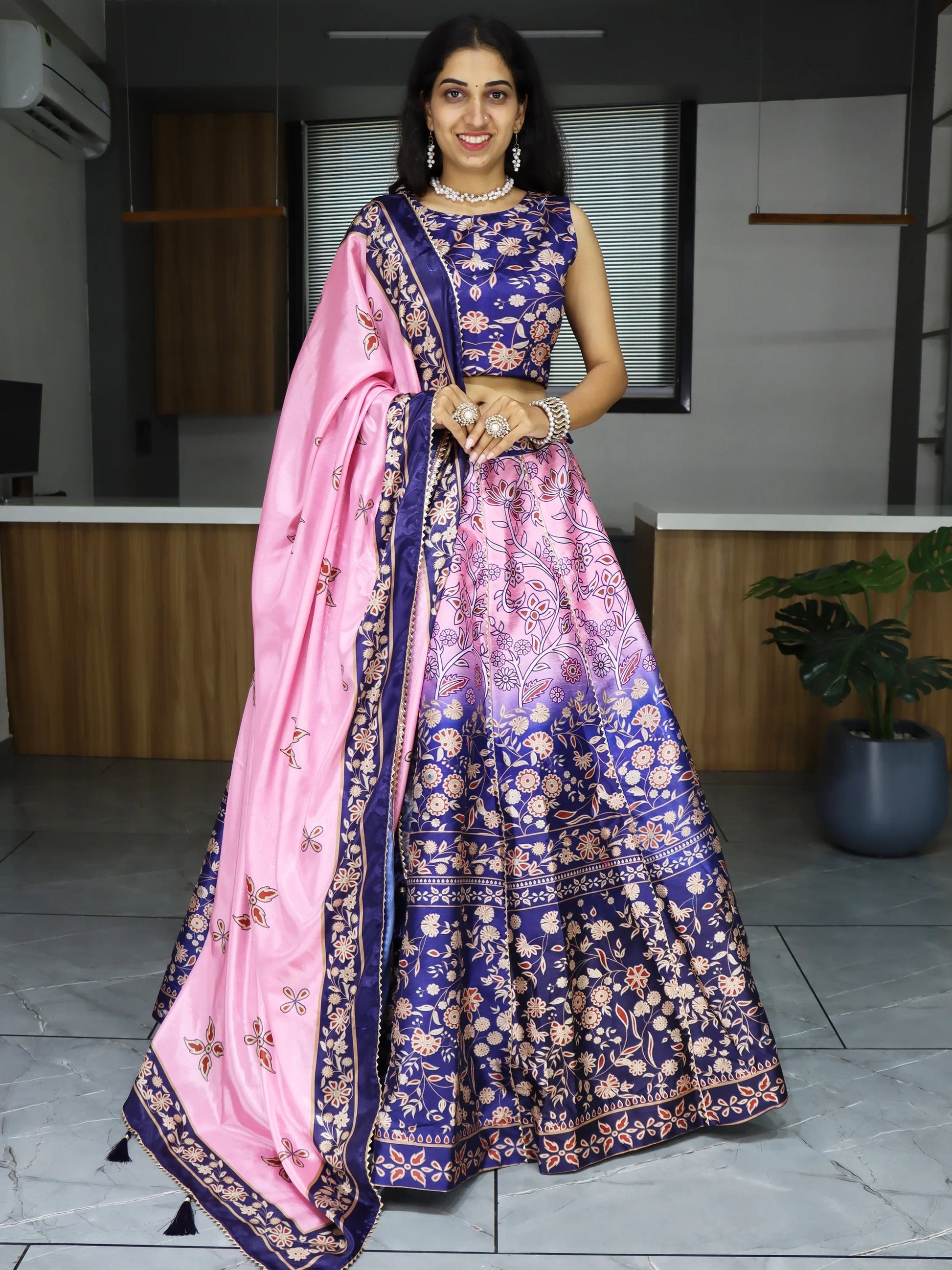 Precious Pink Digital Printed Art Silk Festival Wear Lehenga Choli - Zeel Clothing