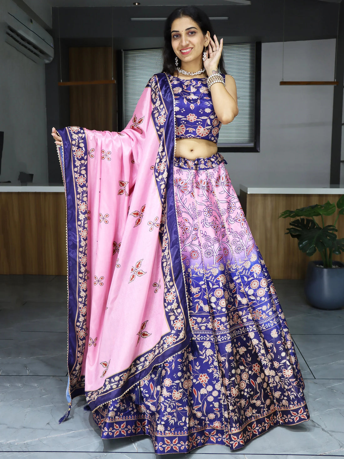 Precious Pink Digital Printed Art Silk Festival Wear Lehenga Choli - Zeel Clothing