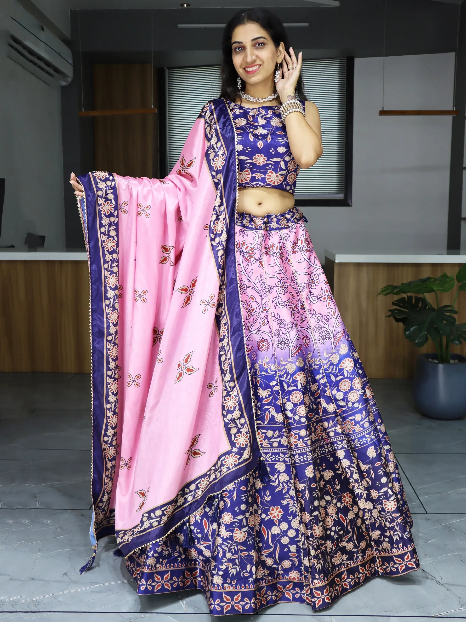 Precious Pink Digital Printed Art Silk Festival Wear Lehenga Choli - Zeel Clothing